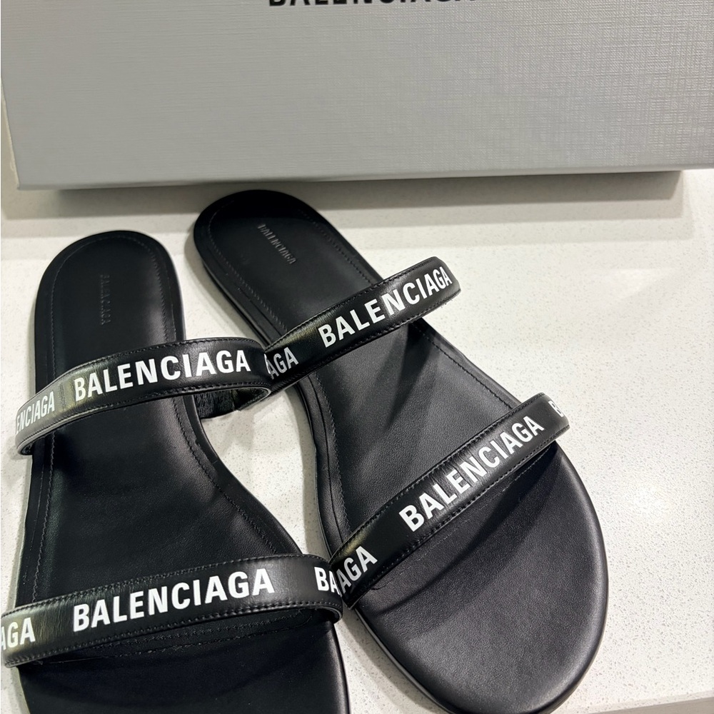 Balenciaga Black Logo Sandals